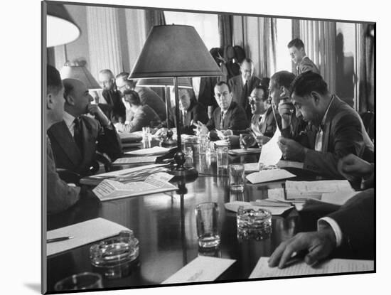 Discussion of N.Y.C. Being Bankrupt, Brings the Board of Estimate Together with Mayor Robert Wagner-Cornell Capa-Mounted Photographic Print