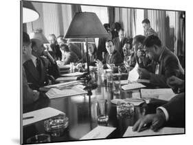 Discussion of N.Y.C. Being Bankrupt, Brings the Board of Estimate Together with Mayor Robert Wagner-Cornell Capa-Mounted Photographic Print