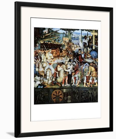 Disembarkation of the Spanish at Veracruz-Diego Rivera-Framed Art Print
