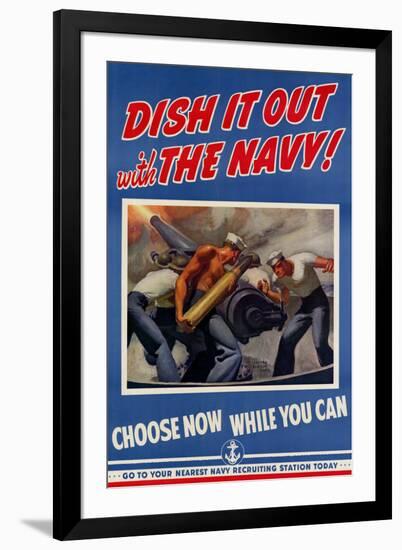 Dish It Out with the Navy - WWII War Propaganda-null-Framed Art Print