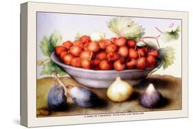 Dish of Cherries with Figs and Medlars-Giovanna Garzoni-Stretched Canvas