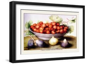 Dish of Cherries with Figs and Medlars-Giovanna Garzoni-Framed Art Print