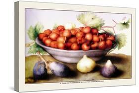 Dish of Cherries with Figs and Medlars-Giovanna Garzoni-Stretched Canvas