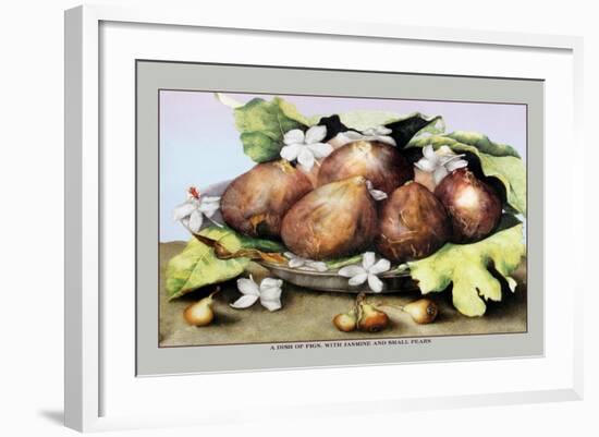 Dish of Figs with Jasmine and Small Pears-Giovanna Garzoni-Framed Art Print