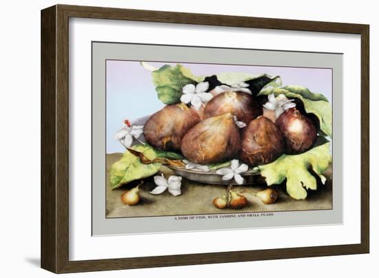 Dish of Figs with Jasmine and Small Pears-Giovanna Garzoni-Framed Art Print