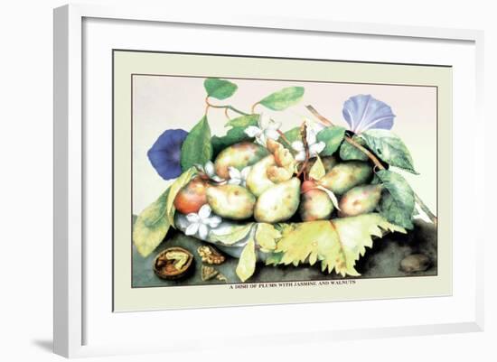 Dish of Plums with Jasmine and Walnuts-Giovanna Garzoni-Framed Art Print