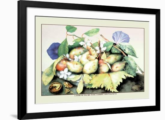 Dish of Plums with Jasmine and Walnuts-Giovanna Garzoni-Framed Premium Giclee Print