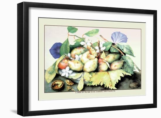 Dish of Plums with Jasmine and Walnuts-Giovanna Garzoni-Framed Art Print