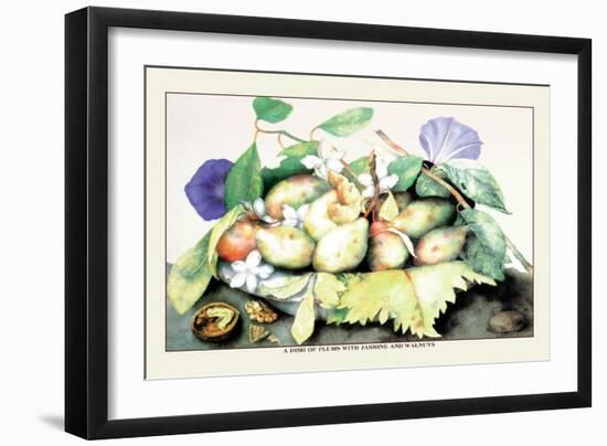 Dish of Plums with Jasmine and Walnuts-Giovanna Garzoni-Framed Art Print