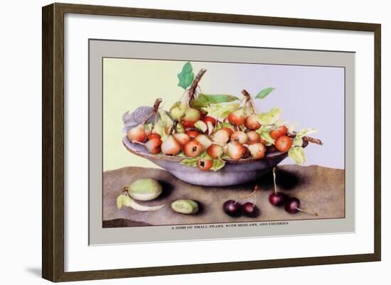 Dish of Small Pears with Medlars and Cherries-Giovanna Garzoni-Framed Art Print