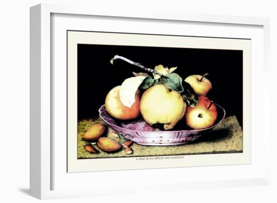 Dish with Apples and Almonds-Giovanna Garzoni-Framed Art Print