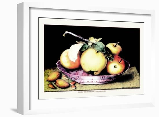 Dish with Apples and Almonds-Giovanna Garzoni-Framed Premium Giclee Print