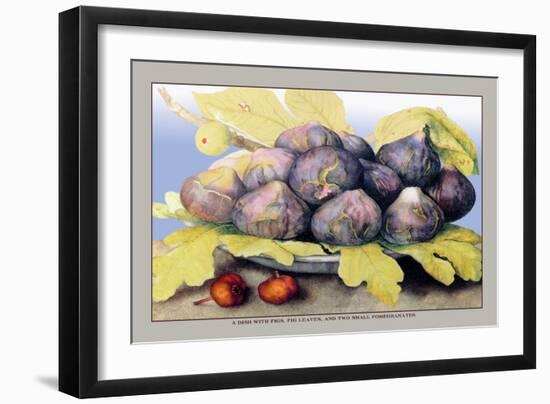 Dish with Figs, Fig Leaves and Small Pomegranates-Giovanna Garzoni-Framed Art Print