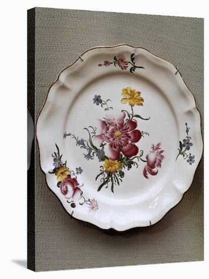 Dish with Floral Motifs, Ceramic, Strasbourg Manufacture, France-Joseph Harold Swanwick-Stretched Canvas