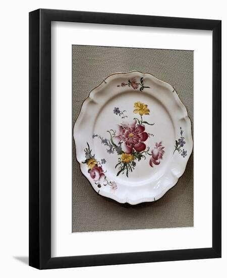 Dish with Floral Motifs, Ceramic, Strasbourg Manufacture, France-Joseph Harold Swanwick-Framed Giclee Print