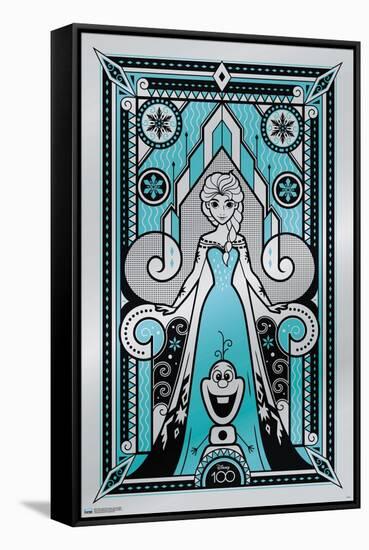 Disney 100th Anniversary - Deco-Luxe Elsa-Trends International-Framed Stretched Canvas