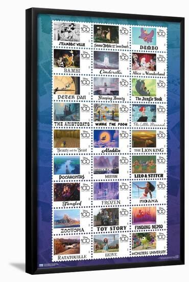 Disney 100th Anniversary - Stamp Grid-Trends International-Framed Poster