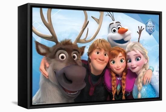 Disney Frozen - Group 10th Anniversary-Trends International-Framed Stretched Canvas