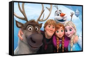 Disney Frozen - Group 10th Anniversary-Trends International-Framed Stretched Canvas