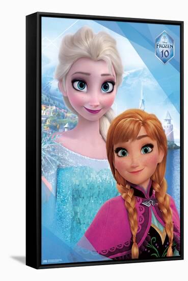 Disney Frozen - Sisters 10th Anniversary-Trends International-Framed Stretched Canvas