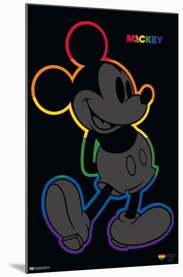 Disney Mickey Mouse - Rainbow Outline-Trends International-Mounted Poster