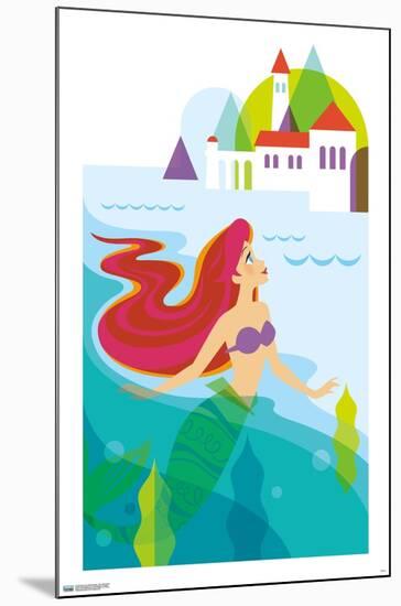 Disney The Little Mermaid - Ariel with Castle-Trends International-Mounted Poster