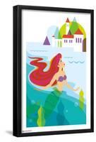 Disney The Little Mermaid - Ariel with Castle-Trends International-Framed Poster