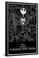 Disney Tim Burton's The Nightmare Before Christmas - Black and White-Trends International-Framed Poster