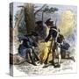 Dispirited American Soldiers Huddle around a Campfire at Valley Forge-null-Stretched Canvas