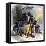 Dispirited American Soldiers Huddle around a Campfire at Valley Forge-null-Framed Stretched Canvas