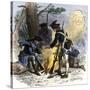 Dispirited American Soldiers Huddle around a Campfire at Valley Forge-null-Stretched Canvas