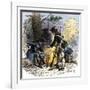 Dispirited American Soldiers Huddle around a Campfire at Valley Forge-null-Framed Giclee Print