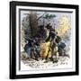 Dispirited American Soldiers Huddle around a Campfire at Valley Forge-null-Framed Giclee Print