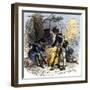 Dispirited American Soldiers Huddle around a Campfire at Valley Forge-null-Framed Premium Giclee Print