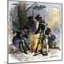 Dispirited American Soldiers Huddle around a Campfire at Valley Forge-null-Mounted Premium Giclee Print