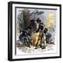 Dispirited American Soldiers Huddle around a Campfire at Valley Forge-null-Framed Giclee Print