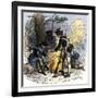 Dispirited American Soldiers Huddle around a Campfire at Valley Forge-null-Framed Giclee Print