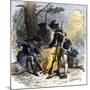 Dispirited American Soldiers Huddle around a Campfire at Valley Forge-null-Mounted Giclee Print