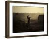 Displaced Man Holds His Baby Next to His Tent in Jalozai Refugee Camp Near Peshawar, Pakistan-null-Framed Photographic Print