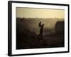 Displaced Man Holds His Baby Next to His Tent in Jalozai Refugee Camp Near Peshawar, Pakistan-null-Framed Photographic Print