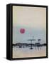 Displaced Red Wine from Glass on Outside Table Becomes the Setting Sun-George Adamson-Framed Stretched Canvas