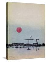 Displaced Red Wine from Glass on Outside Table Becomes the Setting Sun-George Adamson-Stretched Canvas