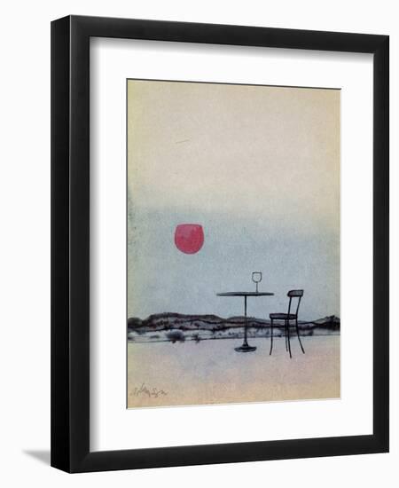 Displaced Red Wine from Glass on Outside Table Becomes the Setting Sun-George Adamson-Framed Giclee Print