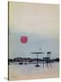 Displaced Red Wine from Glass on Outside Table Becomes the Setting Sun-George Adamson-Stretched Canvas