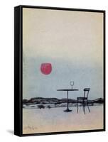 Displaced Red Wine from Glass on Outside Table Becomes the Setting Sun-George Adamson-Framed Stretched Canvas