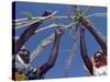 Displaced Sudanese Women Try to Rebuild their Tents in Refugee Camp in the Darfur Area of Sudan-null-Stretched Canvas