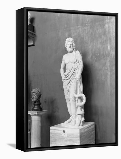 Display of Aesculapius Statue-null-Framed Stretched Canvas