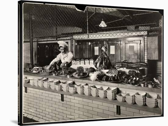 Display of Cold Meat in the Kitchen of the Commodore Hotel, 1919-Byron Company-Stretched Canvas