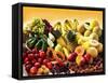 Display of Exotic Fruit with Stone Fruits, Berries and Avocados-null-Framed Stretched Canvas