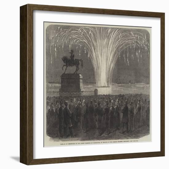 Display of Fireworks in the Inner Harbour of Cherbourg, in Honour of the British Channel Squadron-null-Framed Giclee Print